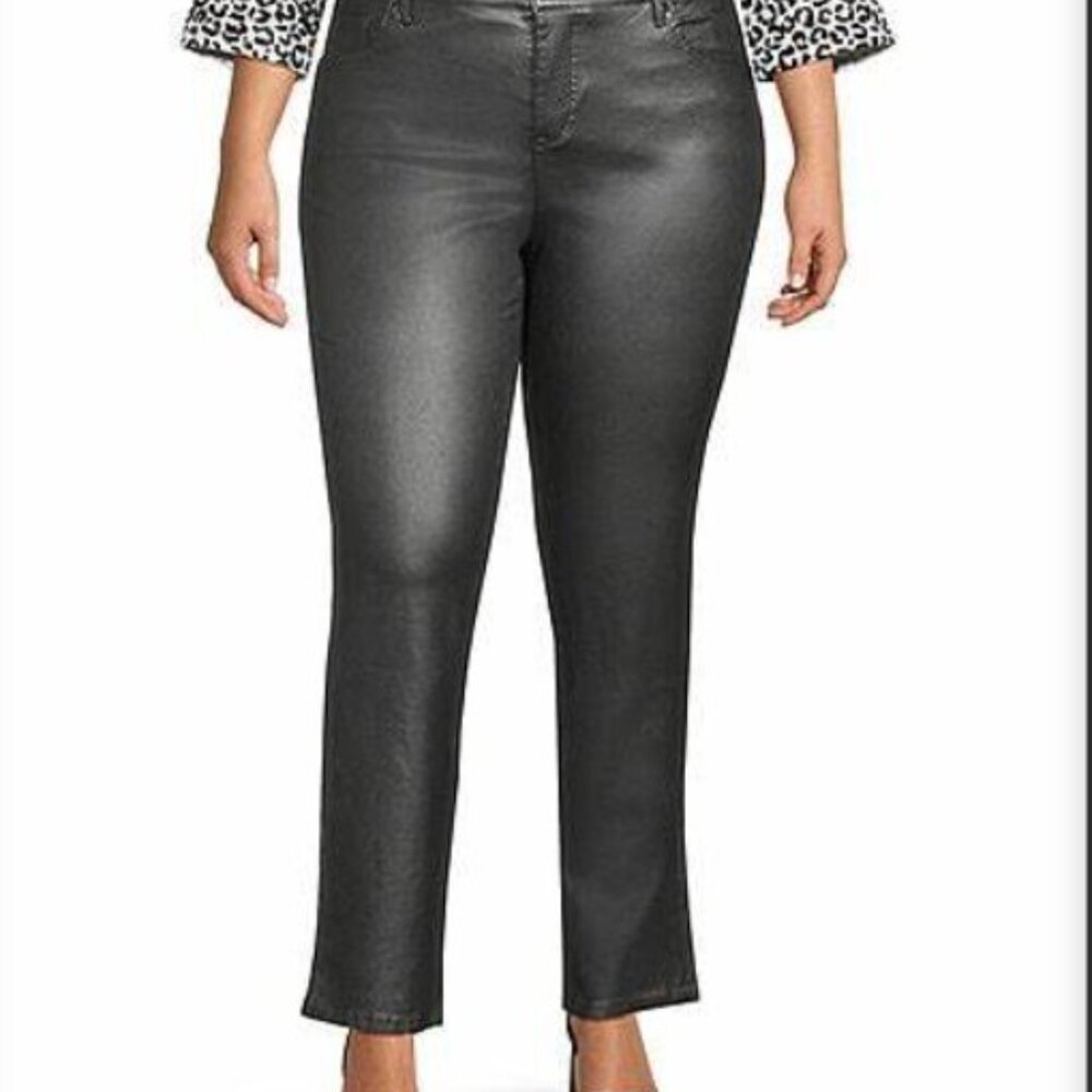 NWT - CODE BLEU Chelsea Slimming Panel Straight Leg Coated Jeans - 20W - NWT